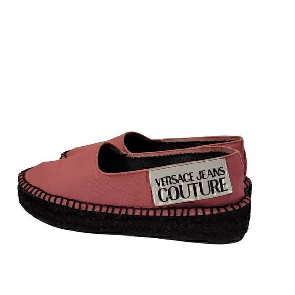 Versace Jeans Couture Espadrilles Flats Pink 35 Black 5 - Picture 2 of 10